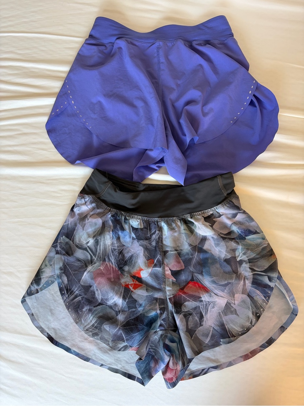 2 Pairs Lululemon Fast and Free High-Rise Running Split Short Purple Floral XS 2